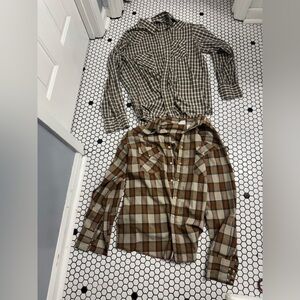 Western frontier Men's Plaid pearl snap Shirts bundle of 2 size large